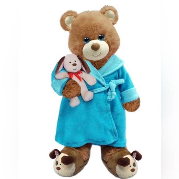 First & Main Bounce Back Jack Get well Soon Teddy Bear Bath Robe Slippers #2595 - Picture 1 of 9